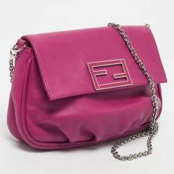 Pre Owned Fendi Pink Leather Fendista Pochette Crossbody Bag