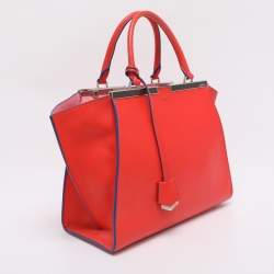Pre Owned Fendi Orange/Blue Leather Medium 3Jours Tote