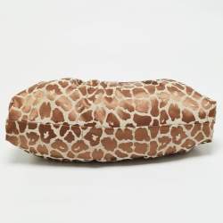 Pre Owned Fendi Brown Giraffe Print Canvas Medium Chef Shoulder Bag