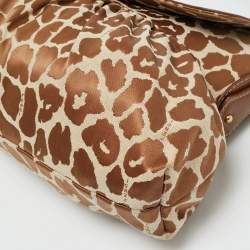 Pre Owned Fendi Brown Giraffe Print Canvas Medium Chef Shoulder Bag