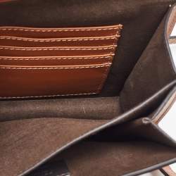 Pre Owned Fendi Brown Smooth Leather Crystal Fab Crossbody Bag