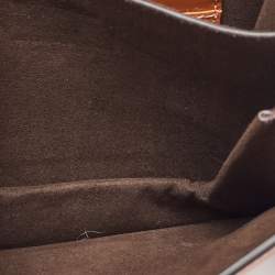 Pre Owned Fendi Brown Smooth Leather Crystal Fab Crossbody Bag