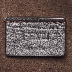 Pre Owned Fendi Brown Smooth Leather Crystal Fab Crossbody Bag