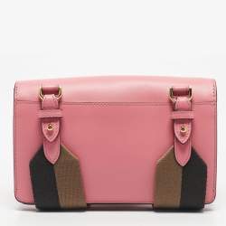 Pre Owned Fendi Pink Leather Mini Flat Baguette Bag