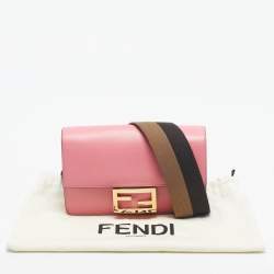 Pre Owned Fendi Pink Leather Mini Flat Baguette Bag