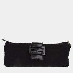 Pre Owned Fendi Black Wool Shoulder Bag