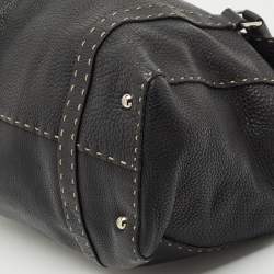 Pre Owned Fendi Black Selleria Leather Large Linda Satchel