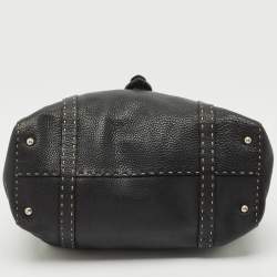 Pre Owned Fendi Black Selleria Leather Large Linda Satchel