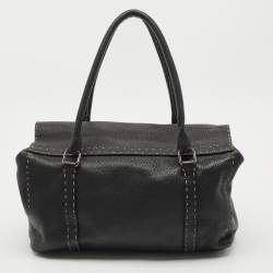 Pre Owned Fendi Black Selleria Leather Large Linda Satchel