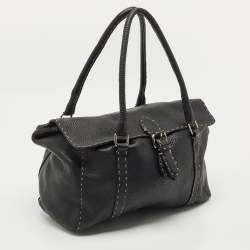 Pre Owned Fendi Black Selleria Leather Large Linda Satchel