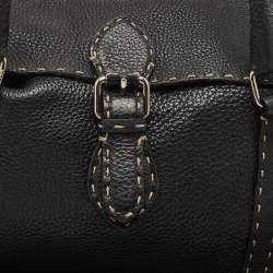 Pre Owned Fendi Black Selleria Leather Large Linda Satchel