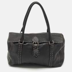 Pre Owned Fendi Black Selleria Leather Large Linda Satchel