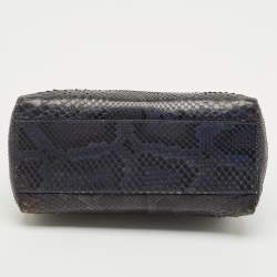 Pre Owned Fendi Teal Python Mini Peekaboo Top Handle Bag