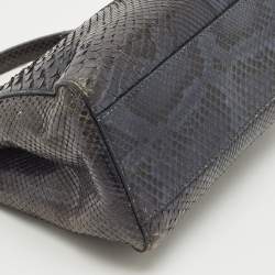 Pre Owned Fendi Teal Python Mini Peekaboo Top Handle Bag