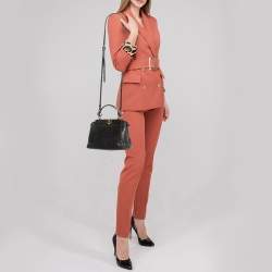 Pre Owned Fendi Teal Python Mini Peekaboo Top Handle Bag