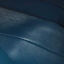 Pre Owned Fendi Teal Python Mini Peekaboo Top Handle Bag