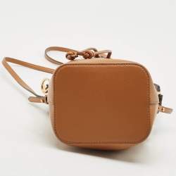 Pre Owned Fendi Brown Leather Mini Mon Tresor Bucket Bag