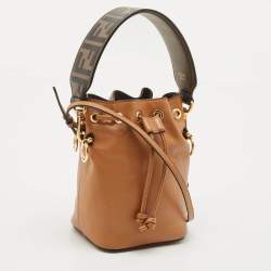 Pre Owned Fendi Brown Leather Mini Mon Tresor Bucket Bag