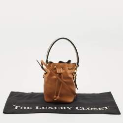 Pre Owned Fendi Brown Leather Mini Mon Tresor Bucket Bag