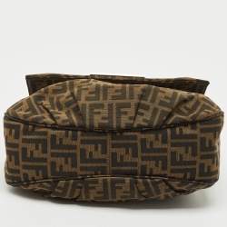 مملوكة مسبقًا حقيبة كتف فندي ميا قلاب جلد براءات وكانفاس زوكا تبغ