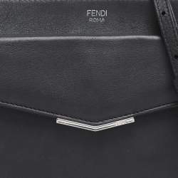 Pre Owned Fendi Black Leather Rainbow Stud Crossbody Bag