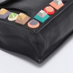 Pre Owned Fendi Black Leather Rainbow Stud Crossbody Bag