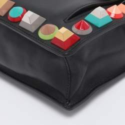 Pre Owned Fendi Black Leather Rainbow Stud Crossbody Bag