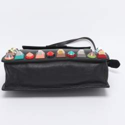 Pre Owned Fendi Black Leather Rainbow Stud Crossbody Bag