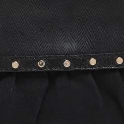 Pre Owned Fendi Black Canvas and Patent Leather Small Studded Chef Shoulder Bag