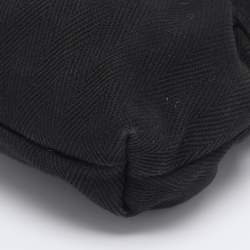 Pre Owned Fendi Black Canvas and Patent Leather Small Studded Chef Shoulder Bag