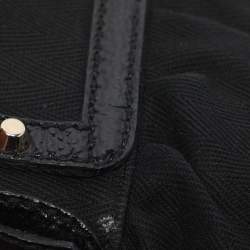 Pre Owned Fendi Black Canvas and Patent Leather Small Studded Chef Shoulder Bag