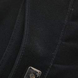 Pre Owned Fendi Black Canvas and Patent Leather Small Studded Chef Shoulder Bag