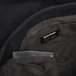 Pre Owned Fendi Black Canvas and Patent Leather Small Studded Chef Shoulder Bag