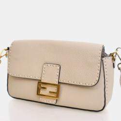 Pre Owned Fendi Roma Selleria Cuoio Calfskin Baguette Bag