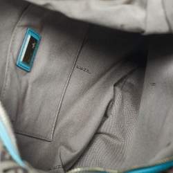 Pre Owned Fendi Blue/Beige Zucchino Canvas and Leather Pocket Chef Hobo