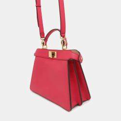 Pre Owned Fendi Peekaboo Small Pink Leather Tote Bag