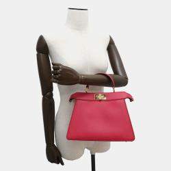 Pre Owned Fendi Peekaboo Small Pink Leather Tote Bag