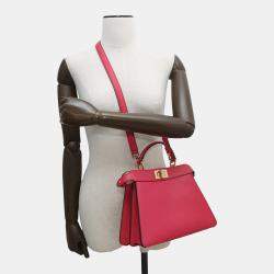 Pre Owned Fendi Peekaboo Small Pink Leather Tote Bag