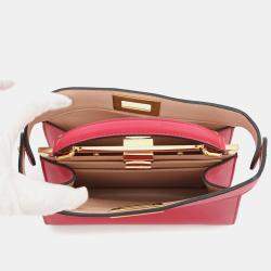 Pre Owned Fendi Peekaboo Small Pink Leather Tote Bag