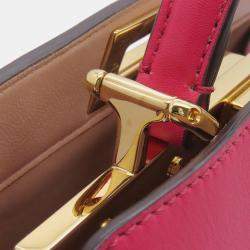 Pre Owned Fendi Peekaboo Small Pink Leather Tote Bag