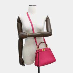 Pre Owned Fendi Selleria Peekaboo 2wayBag Pink Leather Size Mini