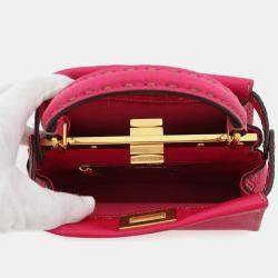 Pre Owned Fendi Selleria Peekaboo 2wayBag Pink Leather Size Mini