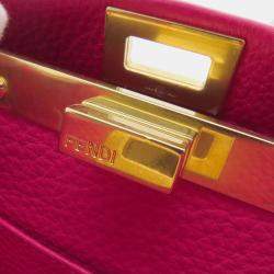 Pre Owned Fendi Selleria Peekaboo 2wayBag Pink Leather Size Mini
