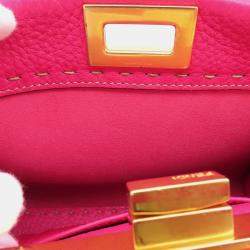 Pre Owned Fendi Selleria Peekaboo 2wayBag Pink Leather Size Mini