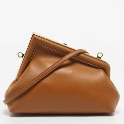 Pre Owned Fendi Brown Leather Small First Shoulder Bag
