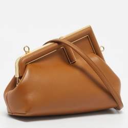 Pre Owned Fendi Brown Leather Small First Shoulder Bag