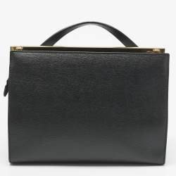 Pre Owned Fendi Black Leather Small Demi Jour Top Handle Bag