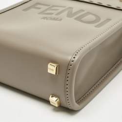 Pre Owned Fendi Grey Leather Mini Sunshine Tote