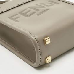 Pre Owned Fendi Grey Leather Mini Sunshine Tote