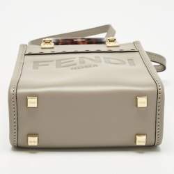 Pre Owned Fendi Grey Leather Mini Sunshine Tote